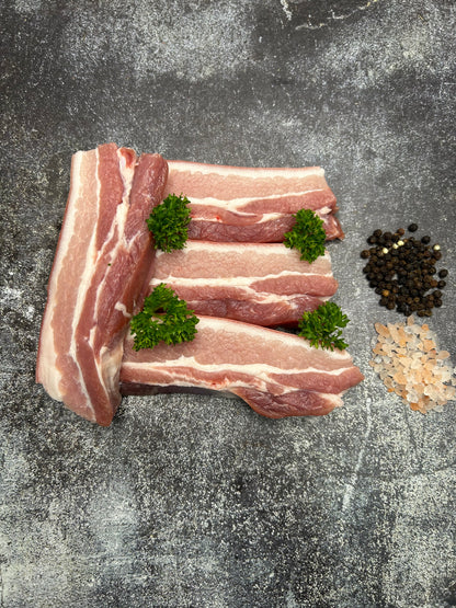 Free Range Boneless Pork Belly Strips 1kg Pack